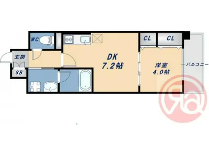 GRAND ECLAT グランエクラ(1DK/3階)の間取り写真