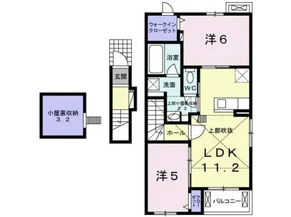 ピアチェーレ I(2LDK/2階)の間取り写真