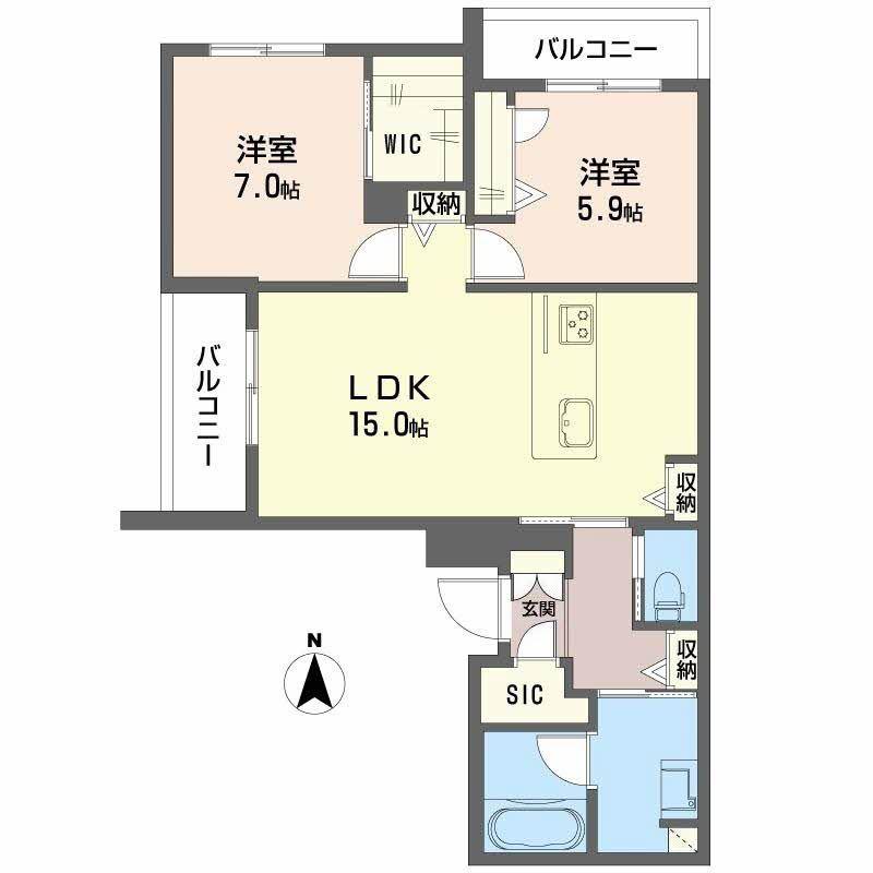 クリスタル シャーメゾン(2LDK/3階)の間取り写真