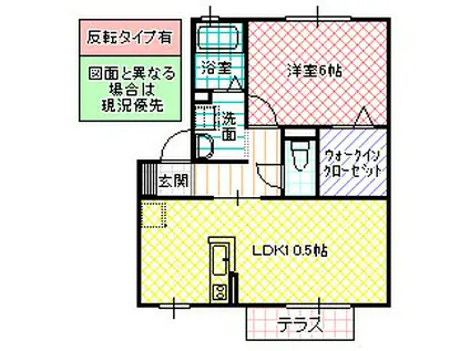 パルモアI(1LDK/2階)の間取り写真