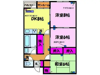 サンシャインEBARA(3DK/2階)の間取り写真