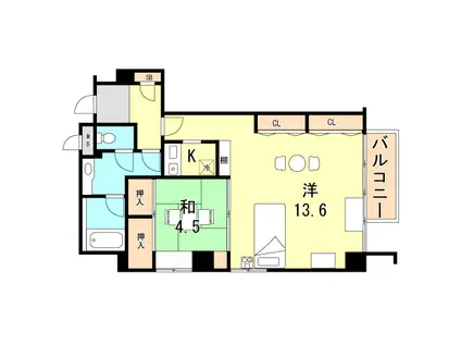 ルーア芦屋(2K/3階)の間取り写真