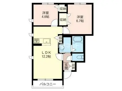 沙羅 COURT A(2LDK/1階)の間取り写真