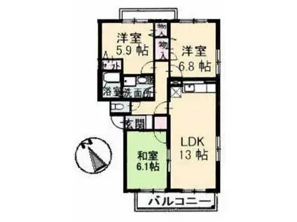 クレアシオン大町(3LDK/1階)の間取り写真