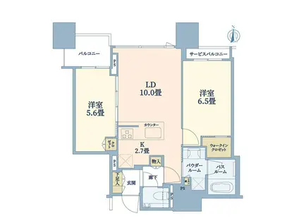 シティタワー大阪本町(2LDK/32階)の間取り写真