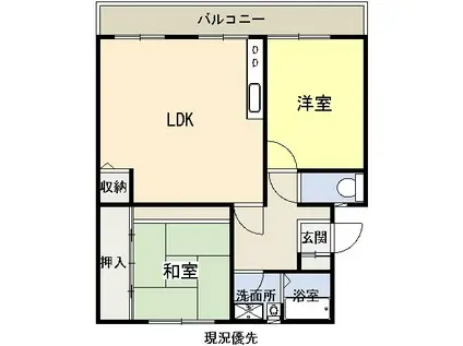 南ヶ丘ハイツ(2LDK/1階)の間取り写真