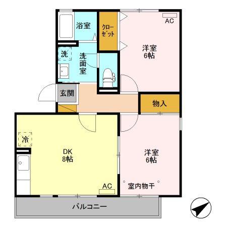 セピアコート(2DK/1階)の間取り写真