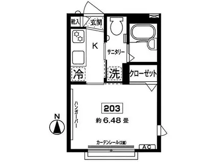 オヴェスト・グラスシュー(1K/2階)の間取り写真