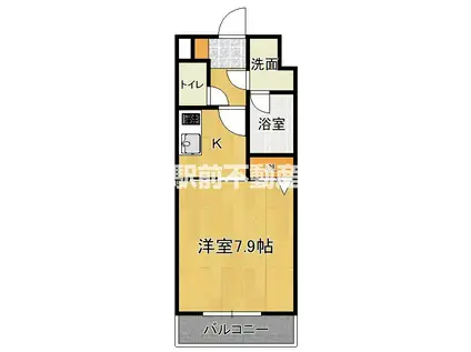 クリエイト元浜(1K/3階)の間取り写真