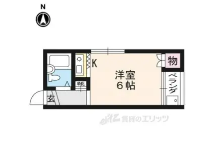 荒神口マンション(ワンルーム/2階)の間取り写真