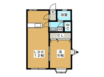 カーサ・ヴェント・ヴェルデ(1LDK/1階)の間取り写真