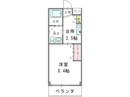 島根県松江市 4階建 築21年(1K/3階)の間取り写真
