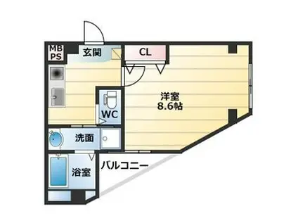 SQUARE9豊中(1K/1階)の間取り写真