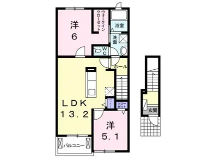 ランドマーク88 B棟(2LDK/2階)の間取り写真