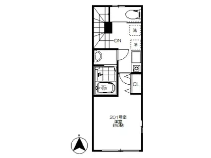 CLOCHE東小金井(1K/2階)の間取り写真