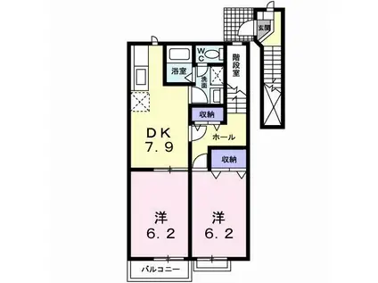 フォンテーヌ・K(2DK/2階)の間取り写真