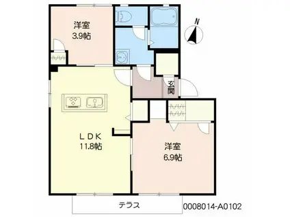 ファミール赤松(2LDK/1階)の間取り写真