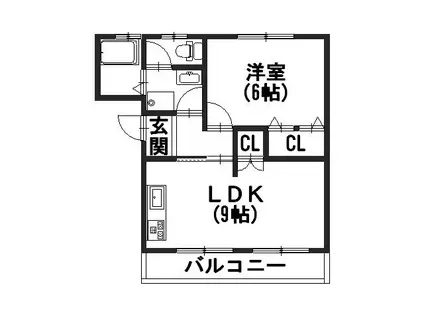 久世ハイツ(1LDK/3階)の間取り写真