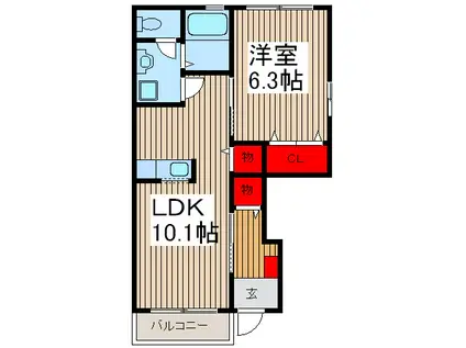 ビエントデルソルII(1LDK/1階)の間取り写真