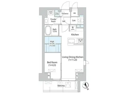ミリアレジデンス浅草橋II(1LDK/4階)の間取り写真