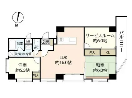 ラフィーネカツタ(2SLDK/3階)の間取り写真