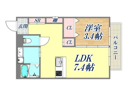 グリシーナ東園田リンド(1LDK/1階)の間取り写真