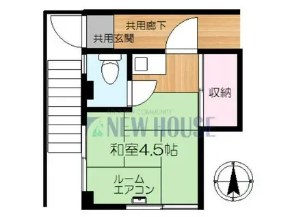 高地アパート(ワンルーム/2階)の間取り写真