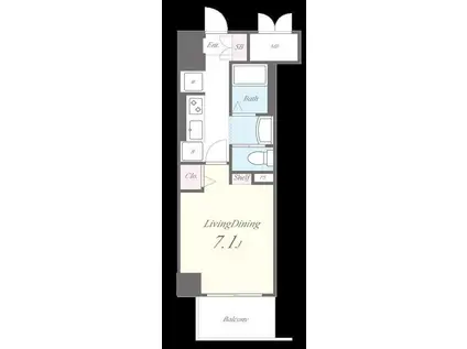 モントーレヒルズ佐賀(1K/1階)の間取り写真