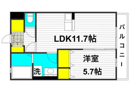 ハイツ清滝(1LDK/1階)の間取り写真