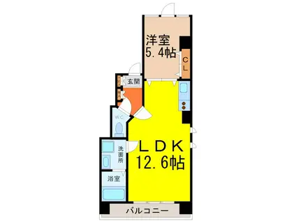 ヴァンテアン大須(1LDK/4階)の間取り写真