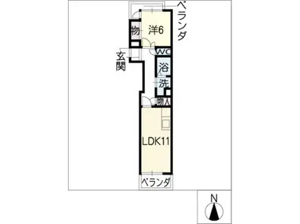 CHARITE星ヶ丘(1LDK/6階)の間取り写真