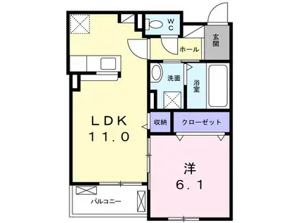 ペルシーモ(1LDK/2階)の間取り写真