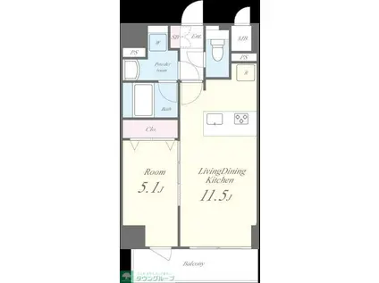 ヴィラドゥスール(1LDK/8階)の間取り写真