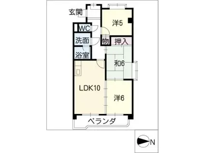 ファミール花原(3LDK/4階)の間取り写真