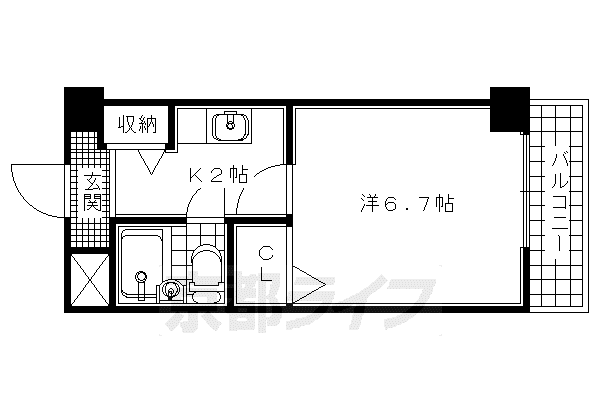 ヴィラ田辺2号館(1K/2階)の間取り写真