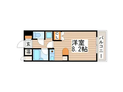 エクステリアJIN川内(ワンルーム/4階)の間取り写真