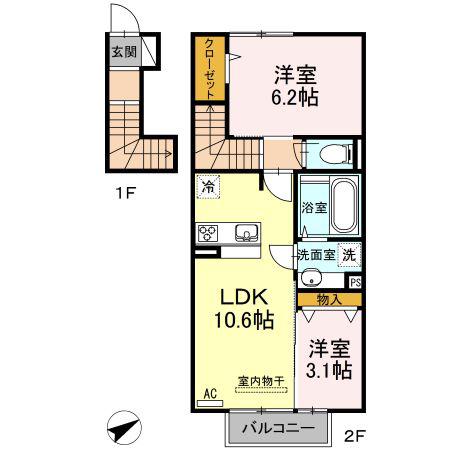 D-ROOM横沼(2LDK/2階)の間取り写真