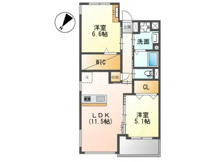 PRESTIGE DEL 西海岸(2LDK/5階)の間取り写真