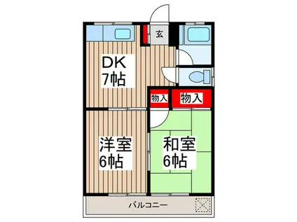 石川ハイム(2DK/1階)の間取り写真