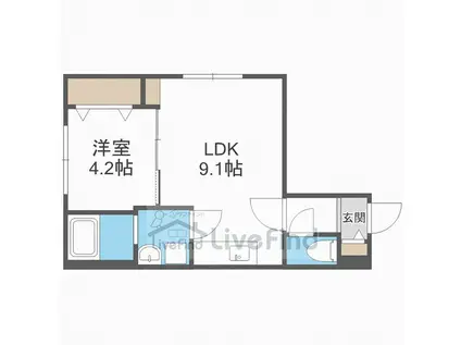アステール トヨヒラ(1LDK/3階)の間取り写真