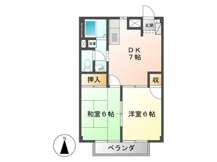 サンハイツ関(2DK/2階)の間取り写真