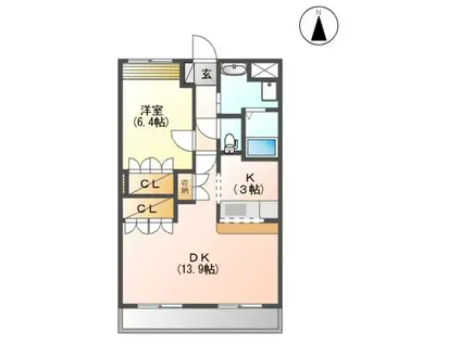 ガーデンヒルズ(1LDK/1階)の間取り写真