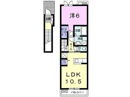 レア ヒルズ(1LDK/2階)の間取り写真