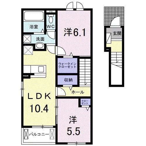 セントレジデンスI(2LDK/2階)の間取り写真
