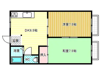 エスポワールNONAKA(2DK/2階)の間取り写真
