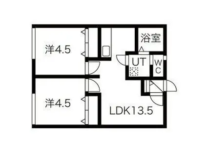 ジェラン小樽2ND(2LDK/1階)の間取り写真
