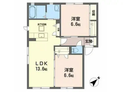 グランマスト春日 A棟(2LDK/1階)の間取り写真