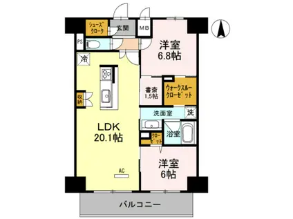 グラン ラヴィ レジデンス(2LDK/10階)の間取り写真