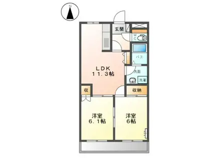 エスポアールK(2LDK/2階)の間取り写真