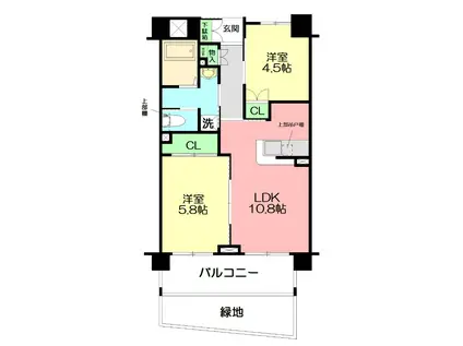 パノラマ南鴨宮(2LDK/1階)の間取り写真